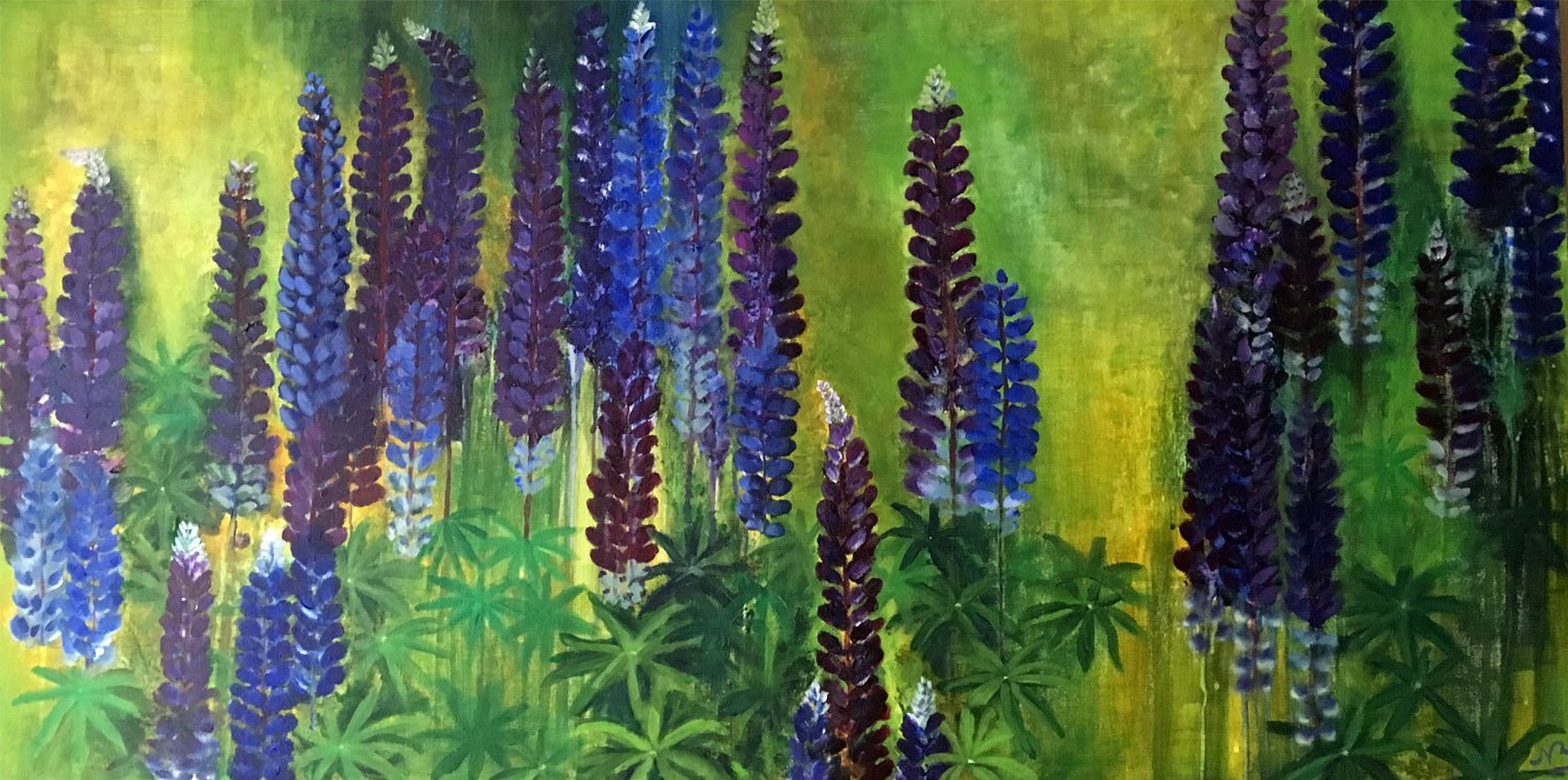Série lupins — l'œuvre achevée en atelier