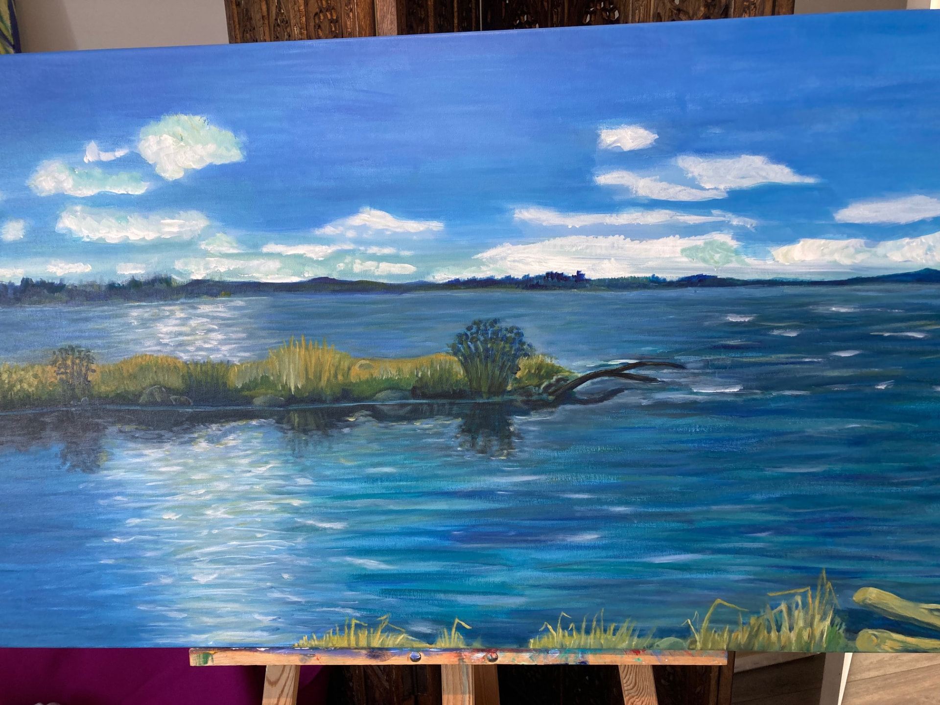 Œuvre d'art débutée sur place, finalisée en atelier